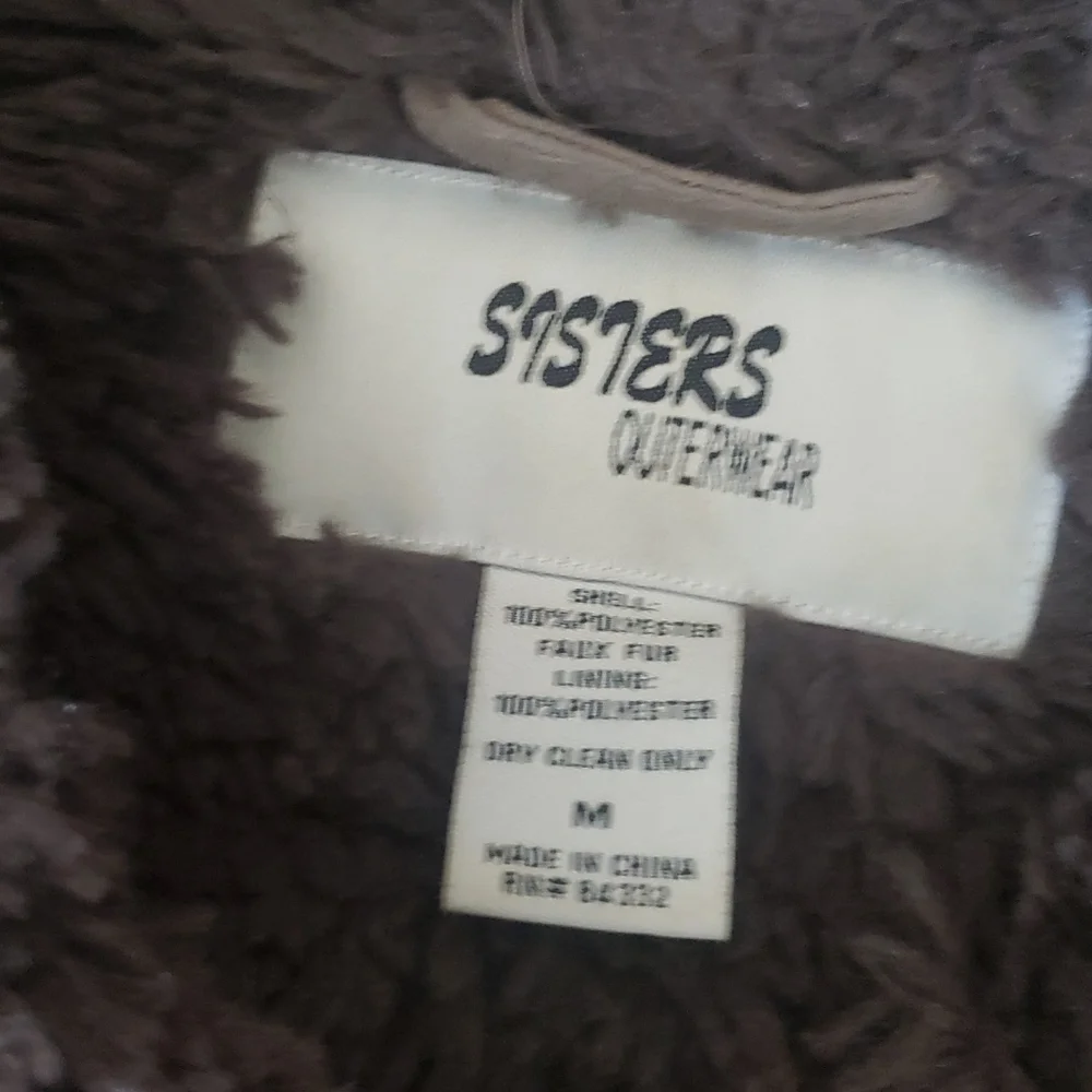 Women’s Taupe Faux-Suede Asymmetrical Coat with Black Faux-Fur Trim - Picture 6 of 11